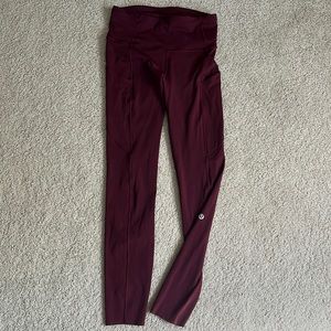 LULU LEMON Swift Speed Mid Rise Tight - 25” in Wine